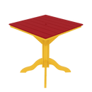 Kanyon Living poly lumber 42 inch square outdoor dining table with umbrella hole DDR BBQ Supply red and yellow