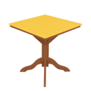 The Kanyon Living Poly Lumber 42-Inch Square Outdoor Dining Table in Yellow & Cedar Wood features a durable pedestal base and is ideal for outdoor entertaining, shown here on a plain white background.