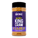 DDR BBQ Supply Malcom's King Craw Cajun seasoning in a clear plastic jar with a black lid and purple label.