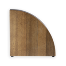 The Messermeister Knife Gallery Magnetic Knife Block for Countertop Storage by Messermeister features a wooden, quarter-circle shape with a smooth surface and visible wood grain. Shown standing on a white background, this elegant countertop organizer provides both practical and stylish knife storage for your kitchen.