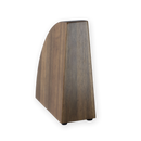 The Messermeister Knife Gallery Magnetic Knife Block for Countertop Storage by Messermeister features a wooden, wedge-shaped design with a flat base and smooth finish, shown standing upright on a white background—ideal for convenient and stylish magnetic knife storage and organization.