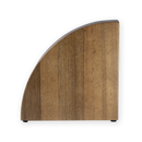 The Messermeister Knife Gallery Magnetic Knife Block for Countertop Storage by Messermeister is a wooden block featuring a rounded left edge, a straight vertical right edge, and a flat base, displayed upright on a white background.