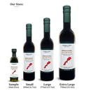 Four bottles of Georgetown Olive Oil Co. Picholine (MOROCCO) Extra Virgin Olive Oil—available in 60ml, 200ml, 375ml, and 750ml sizes—are displayed in a row with labeled bottles and green caps under the heading "Our Sizes." This high-polyphenol extra virgin olive oil from Georgetown Olive Oil Co. is cold-pressed to maintain its exceptional quality and robust flavor.