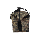 The Taiga Camo soft side 18 pack cooler by Taiga Coolers has a camo design, black strap with plastic buckle, and zipper—ideal for hunting, fishing, or outdoor trips. Shown on a plain white background.