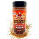 A bottle of Blazing Star BBQ's Blazing Star Scorpion Rub and Seasoning, featuring a cartoon pig chef and spilled spices on the label. The packaging highlights its "Sweet Like Honey With A Lil Sting" flavor and notes that it is Veteran Owned and Gluten Free. This sweet heat seasoning delivers bold flavor with fiery Trinidad Moruga Scorpion pepper for those who crave a punch of heat balanced by a touch of sweetness.