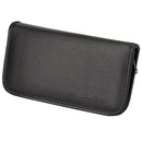 The Messermeister 9 Piece Garnishing Tool Set comes in a sleek black zippered leather case with "Messermeister" embossed on the front, ideal for organizing kitchen tools. Photographed against a white background.