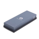 The Messermeister Restoration Stone is a rectangular dual-grit (400 & 1000) sharpening stone with a blue surface, black base, and branded sides, designed for effective knife restoration.
