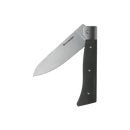 The Messermeister Adventure Chef Linen Folding Chef's Knife - 6" features a silver blade, partially open, with a black textured handle and "Messermeister" engraved on the blade—perfect for portable, on-the-go meal prep.