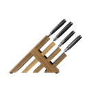 The Messermeister Avanta Damascus Block Set - 10 Piece by Messermeister features premium knives displayed on a white background with a stylish magnetic block.