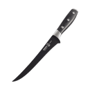 The Messermeister Avanta Kendrick BBQ Fillet Knife - 7" features a long, curved German stainless steel blade with a dark handle and three metal rivets. The knife is shown diagonally against a white background.