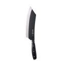 The Messermeister Avanta Kendrick BBQ Knife - 8" features a wide, sharp German X50 stainless steel blade and a large black handle with three rivets, all set against a plain white background.