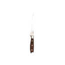 The Messermeister Avanta Pakkawood Flexible Boning Knife - 7" features a thin, sharp stainless steel blade and a dark Pakkawood handle with three rivets, designed for precision deboning and shown on a plain white background.