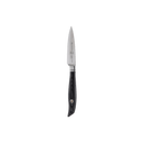 The Messermeister Blacksmith Paring Knife - 3.5" features a sharp, pointed German stainless steel blade and a dark ergonomic handle, displayed against a plain white background.