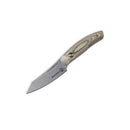 The Messermeister Carbon Paring Knife - 3.5" features a fixed blade with a drop-point shape, high-carbon steel in a matte finish, and a wooden handle, shown here against a plain white background.