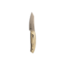 The Messermeister Carbon Paring Knife - 3.5" features a silver high-carbon steel blade and a light-colored wooden handle, by Messermeister, shown against a plain white background.