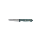 The Messermeister Custom Blue Paring Knife - 3.5" features a silver blade and a textured blue-green handle with two rivets. Ergonomically designed, this Messermeister knife provides comfort and control for precise kitchen tasks. Displayed on a plain white background.