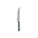The Messermeister Custom Blue Utility Knife - 6", featuring a sharp stainless steel blade and a blue handle, is centered on a plain white background—ideal as a kitchen prep knife.