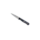 The Messermeister Custom Paring Knife - 3.5" features a pointed cold-rolled steel blade and a dark ergonomic handle for precision prep, shown on a plain white background.