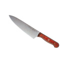 The Messermeister Custom Red Chef's Knife - 8" features a broad stainless steel blade and an ergonomic red handle, crafted by Messermeister for professional performance.