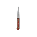 The Messermeister Custom Red Paring Knife - 3.5" features a pointed stainless steel blade and ergonomic handle with brass rivets. Displayed against a plain white background, this Messermeister knife offers precision for your kitchen tasks.