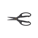 The Messermeister Esther Choi Push Button Take-Apart Precision Shears - 7" feature ergonomic, textured handles and a gold screw at the pivot. Crafted from high-carbon stainless steel, they are shown on a plain white background.