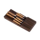 The Messermeister In-Drawer Knife Holder features 11 slots for organized knife storage, crafted by Messermeister, and is shown neatly arranged on a white background.