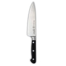 The Messermeister Meridian Elite Chef's Knife - 10" features German stainless steel, a black handle with three rivets, and is shown against a plain white background.