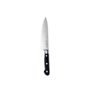 The Messermeister Meridian Elite Chef's Knife - 6" features high-carbon German stainless steel and an ergonomic triple-riveted black handle, shown on a plain white background.