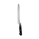 The Messermeister Meridian Elite Magnet Block Set - 8 Piece by Messermeister includes premium German steel knives with stainless blades and ergonomic black triple-rivet handles, attractively displayed on a plain white background.