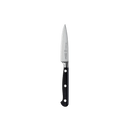 The Messermeister Meridian Elite Next Level Block Set - 5 Piece by Messermeister is shown on a plain white background, featuring knives with pointed stainless steel blades and classic black handles with three rivets.
