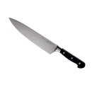 The Messermeister Meridian Elite Chef's Knife - 9" features high-carbon German stainless steel, a sharp blade, and an ergonomic black triple-riveted handle. Shown here on a white background.