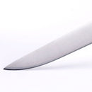 Close-up of the pointed tip of the Messermeister Meridian Elite Flexible Boning Knife - 6", crafted from German-forged steel. The clean, sharp blade is perfect for precision cutting, shown on a white background.