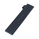 The Messermeister Midnight Navy Leather Magnetic Edge-Guard - 10.5" features fine stitching, an embossed logo, and classic design elements. Shown in navy blue leather by Messermeister against a white background.