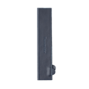 The Messermeister Midnight Navy Leather Magnetic Edge-Guard (10.5") features sleek navy leather with subtle embossing, shown vertically on a light gray background—its refined design highlights Messermeister’s craftsmanship.