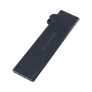 The Messermeister Midnight Navy Leather Magnetic Edge-Guard (8.5") is a rectangular, dark blue knife guard with visible stitching, a flap closure, and faint embossed branding on the front, shown against a white background.