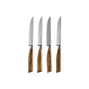 The Messermeister Oliva Elite Next Level Block Set - 11 Piece by Messermeister features German-forged knives with polished olive wood handles, elegantly displayed upright against a plain white background.