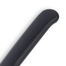 Close-up of the Messermeister Black Spear Point Parer with Matching Sheath (4"), featuring a smooth, slightly textured black cylindrical handle and rounded end, photographed against a white background.
