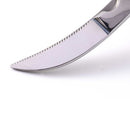 Close-up of the serrated edge on the Messermeister Poultry Shear - 10" by Messermeister, featuring durable stainless steel blades, set against a white background.