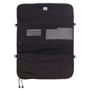 The Messermeister Preservation Black Knife Roll -12 Pocket by Messermeister is an eco-friendly travel organizer with zippered pockets, mesh compartment, and two gray fabric sections—perfect as a compact chef bag or for knife storage.
