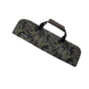The Messermeister Camouflage Knife Roll - 5 Pocket features a camo pattern, black handle, and Messermeister logo, shown against a plain white background.
