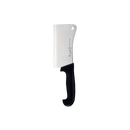 The Messermeister Pro Series Heavy Meat Cleaver - 6" features a wide, high-carbon stainless steel blade and a black ergonomic handle, shown against a plain white background.