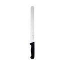 The Messermeister Pro Series Round-Tip Kullens Slicer - 12" features a dimpled German stainless steel blade and black ergonomic handle, shown on a plain white background.