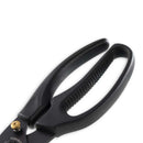 Close-up of Messermeister Push Button Take-Apart Poultry Shears - 10" shows textured black handles and a visible pivot screw—these Messermeister shears are ideal for precise, durable cutting tasks.