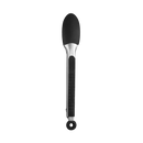 The Messermeister Silicone Coated Locking Tongs - 9", featuring stainless steel and black silicone, are shown closed from above on a plain white background.