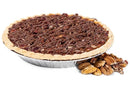 Millican Pecan Chocolate Pecan Pie - 9 Inch Southern Dessert by Millican Pecan is a classic Southern treat presented in a foil pan, featuring a luscious chocolate drizzle and whole pecans, all displayed on a clean white background.