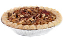 The Millican Pecan Mini Texas Pecan Pie – 4 Inch Individual Pie by Millican Pecan comes in a disposable aluminum pie tin and features a flaky, golden-brown crust with a rich filling topped with whole pecan halves. Perfect for an individual dessert, this classic Southern treat is presented against a plain white background.