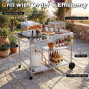 The DirectDeals Movable Grill Table with 2 Spice Containers and Station for Backyard and BBQ organizes your pizza oven and grilling gear, creating the perfect sunny patio setup.