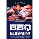 Book cover for BBQ Blueprint (B&W Edition) featuring grilled chicken wings on a grate, with the subtitle Top Tricks, Recipes, and Secret Ingredients to help make you champion of the grill.