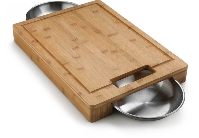 Napoleon Bamboo Cutting Board with Stainless Steel Bowls from DDR BBQ Supply