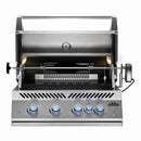 Napoleon Built-In 700 Series 32-Inch Propane Gas Grill with Infrared Rear Burner - Stainless Steel rotisserie and interior shown of grill 